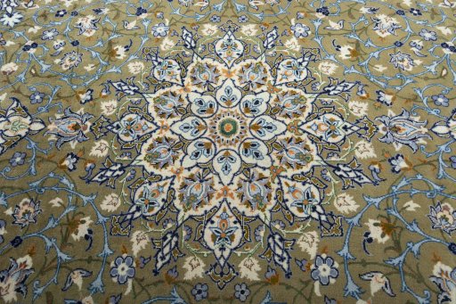 Central medallion detail of 2000s Kashan rug from Iran / Persia