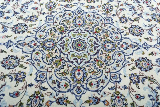 Central medallion detail of 2000s Kashan rug from Iran / Persia