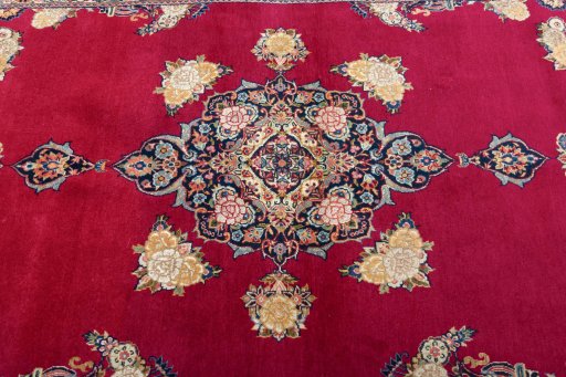Central medallion detail of 1930s Kashan rug from Iran / Persia