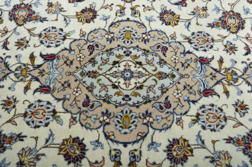 Central medallion detail of 2000s Kashan rug from Iran / Persia