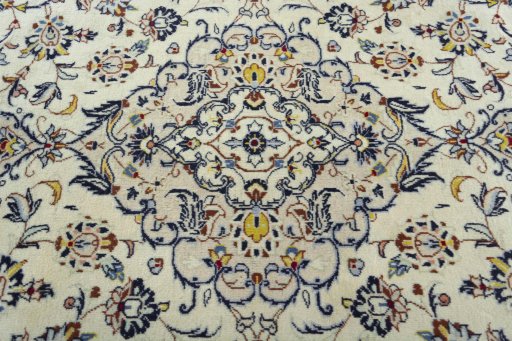 Central medallion detail of 2000s Kashan rug from Iran / Persia