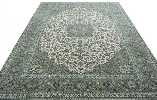 Surface texture of 2000s Kashan rug with natural Cork and intricate pattern
