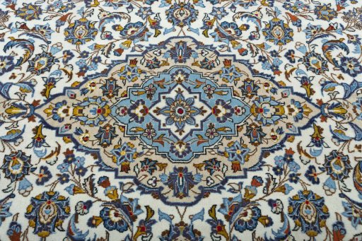 Central medallion detail of 2000s Kashan rug from Iran / Persia