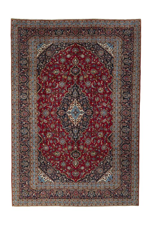 Full view of 2000s Kashan rug from Iran / Persia, 361 × 250 cm in Red tones