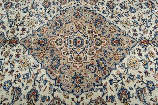 Central medallion detail of 2000s Kashan rug from Iran / Persia