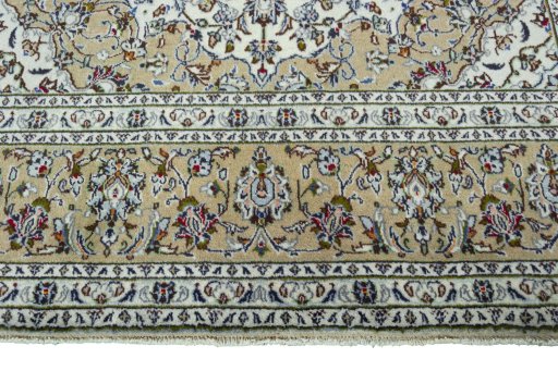 Full view of 2000s Kashan rug from Iran / Persia, 309 × 195 cm in Beige tones