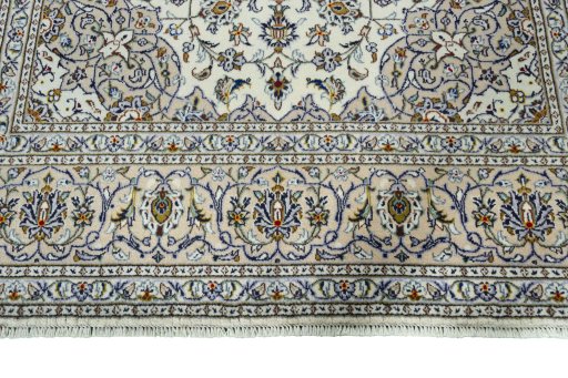 Full view of 2000s Kashan rug from Iran / Persia, 306 × 195 cm in Beige tones