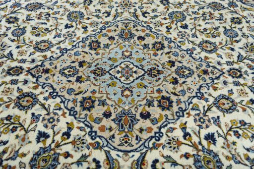 Central medallion detail of 2000s Kashan rug from Iran / Persia