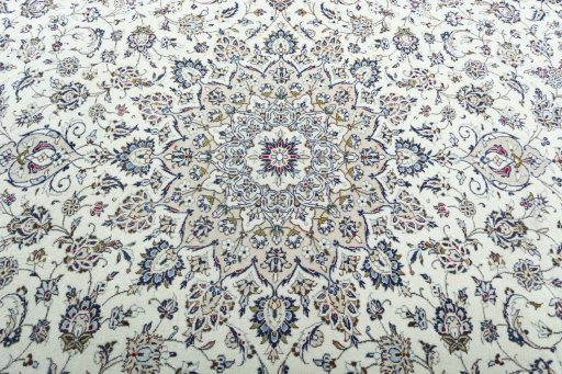 Central medallion detail of 2000s Kashan rug from Iran / Persia