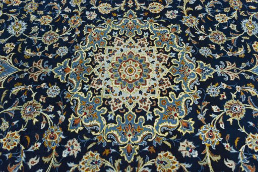 Central medallion detail of 2000s Kashan rug from Iran / Persia