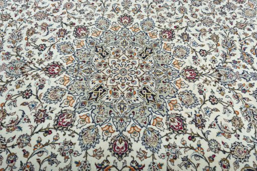 Central medallion detail of 2000s Kashan rug from Iran / Persia
