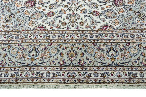 Full view of 2000s Kashan rug from Iran / Persia, 360 × 255 cm in Beige tones