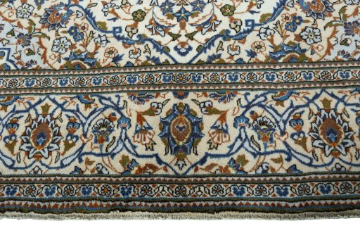 Full view of 2000s Kashan rug from Iran / Persia, 312 × 197 cm in Beige tones
