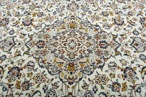 Central medallion detail of 2000s Kashan rug from Iran / Persia