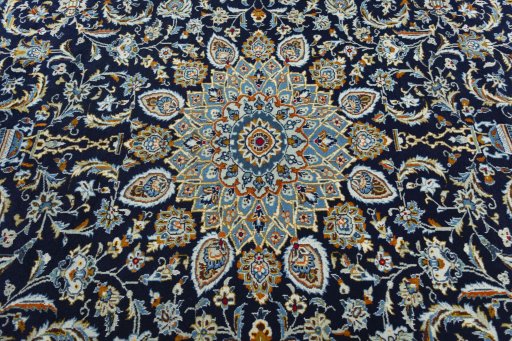 Central medallion detail of 2000s Kashan rug from Iran / Persia