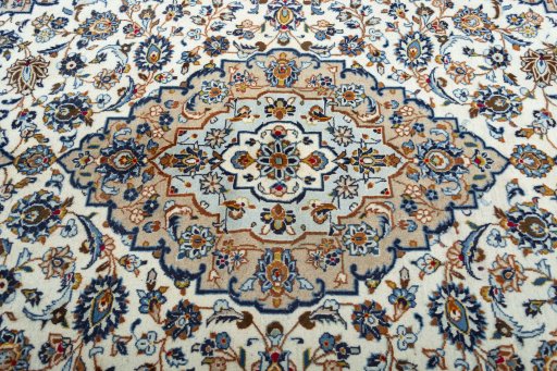 Central medallion detail of 2000s Kashan rug from Iran / Persia