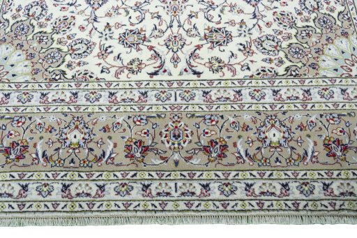 Full view of 2000s Kashan rug from Iran / Persia, 360 × 241 cm in Beige tones