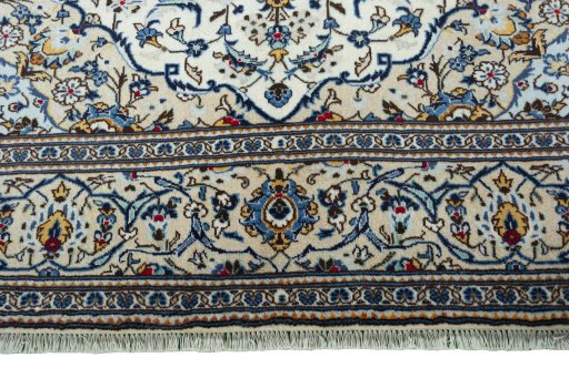 Full view of 2000s Kashan rug from Iran / Persia, 293 × 203 cm in Beige tones