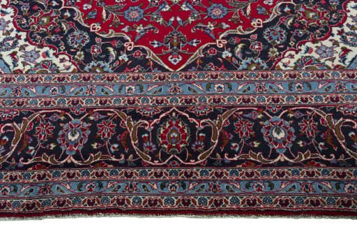 Full view of 2000s Kashan rug from Iran / Persia, 352 × 251 cm in Red tones