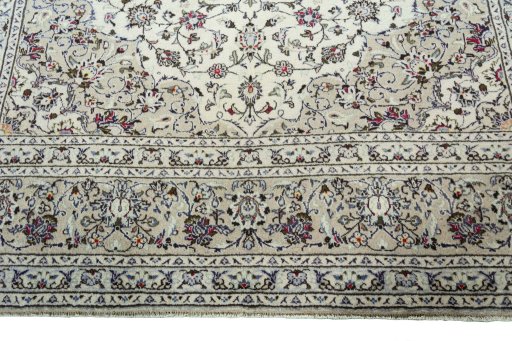 Full view of 2000s Kashan rug from Iran / Persia, 338 × 244 cm in Beige tones