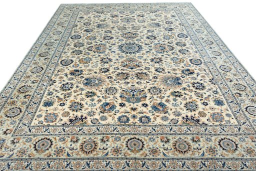 Surface texture of 1970s Kashan rug with natural Cork and intricate pattern