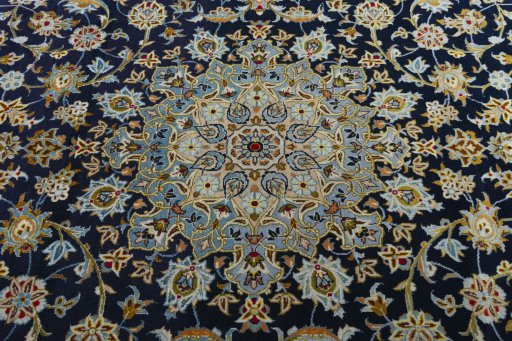 Central medallion detail of 2000s Kashan rug from Iran / Persia