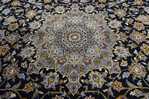 Central medallion detail of 2000s Kashan rug from Iran / Persia