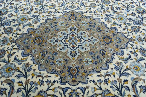 Central medallion detail of 2000s Kashan rug from Iran / Persia