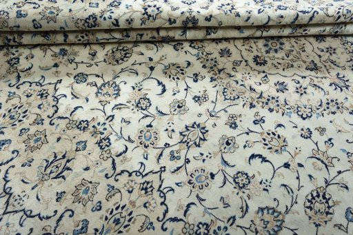 Close-up detail of 2000s Kashan rug from Iran / Persia showing Wool weave