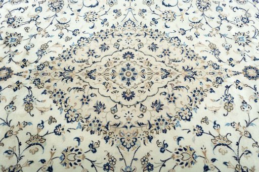 Central medallion detail of 2000s Kashan rug from Iran / Persia