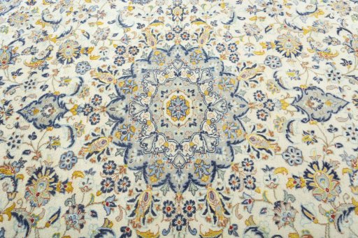 Central medallion detail of 2000s Kashan rug from Iran / Persia