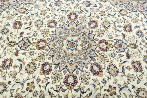 Central medallion detail of 2000s Kashan rug from Iran / Persia
