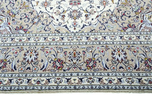 Full view of 2000s Kashan rug from Iran / Persia, 355 × 252 cm in Beige tones