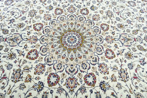 Central medallion detail of 2000s Kashan rug from Iran / Persia