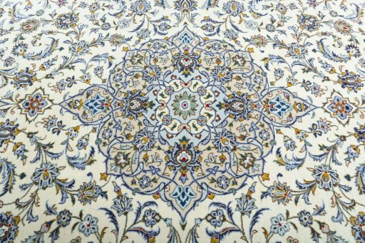 Central medallion detail of 2000s Kashan rug from Iran / Persia