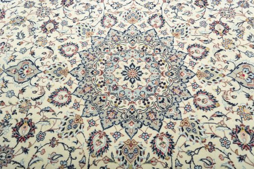 Central medallion detail of 2000s Kashan rug from Iran / Persia