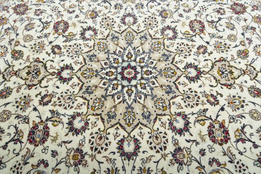 Central medallion detail of 2000s Kashan rug from Iran / Persia