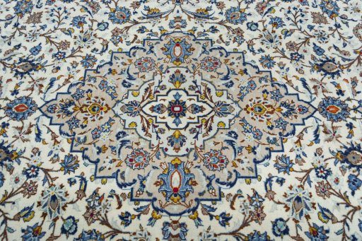Central medallion detail of 1970s Kashan rug from Iran / Persia