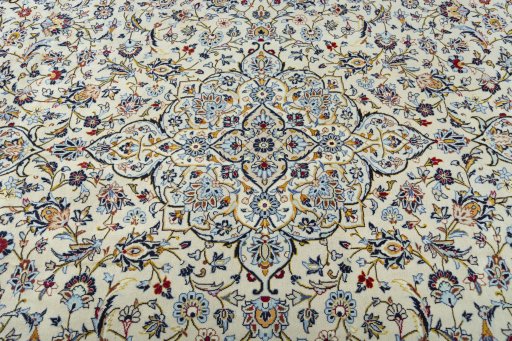 Central medallion detail of 2000s Kashan rug from Iran / Persia