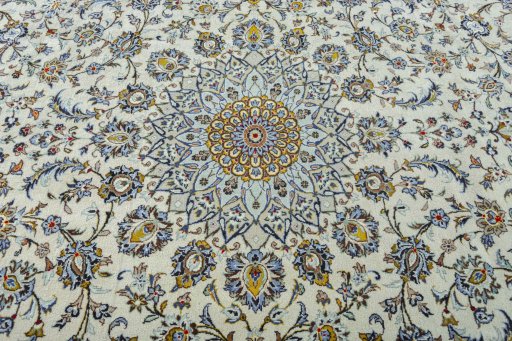 Central medallion detail of 2000s Kashan rug from Iran / Persia