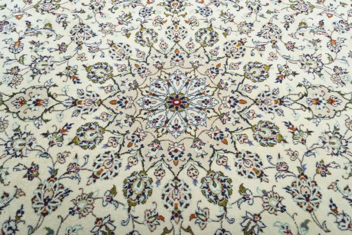Central medallion detail of 2000s Kashan rug from Iran / Persia