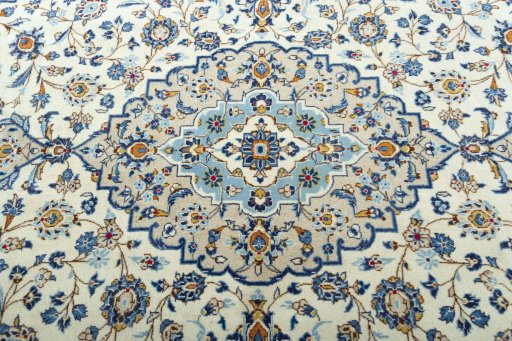 Central medallion detail of 2000s Kashan rug from Iran / Persia