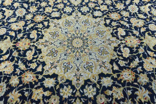 Central medallion detail of 2000s Kashan rug from Iran / Persia