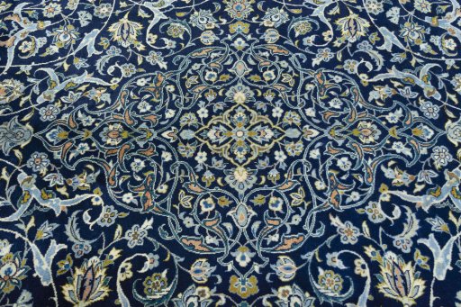Central medallion detail of 2000s Kashan rug from Iran / Persia