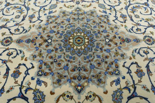 Central medallion detail of 2000s Kashan rug from Iran / Persia