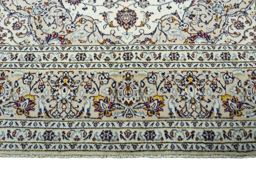 Full view of 2000s Kashan rug from Iran / Persia, 294 × 197 cm in Beige tones