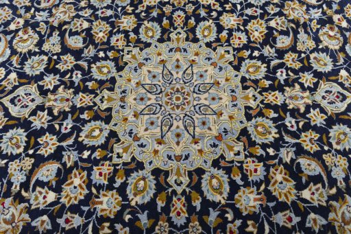 Central medallion detail of 1970s Kashan rug from Iran / Persia
