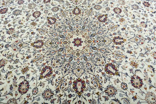 Central medallion detail of 2000s Kashan rug from Iran / Persia