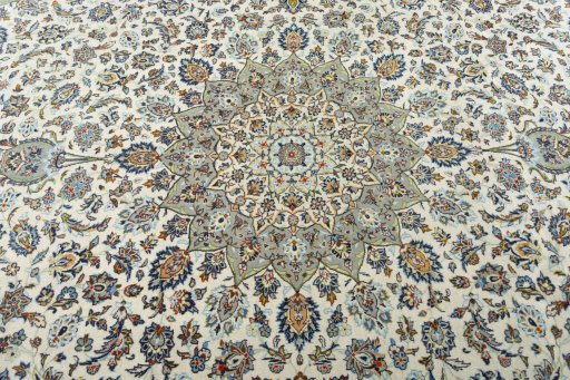 Central medallion detail of 2000s Kashan rug from Iran / Persia