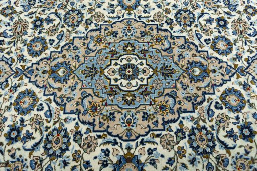 Central medallion detail of 2000s Kashan rug from Iran / Persia